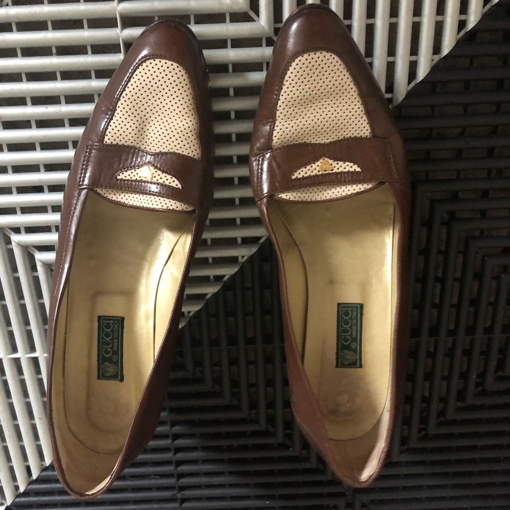 Gucci leather heel loafer- size 38.5